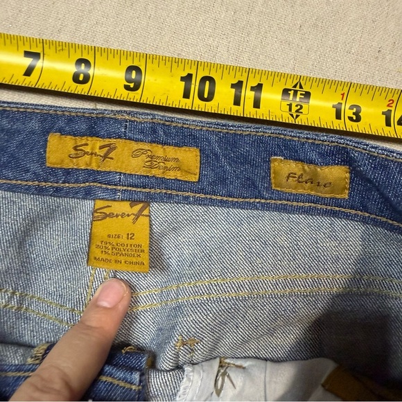 Seven 7 For All Mankind Women’s Size 12 Dojo Flare Blue Jeans Denim Bell Bottoms - Picture 4 of 7